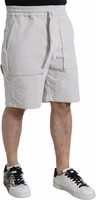 Beige Cotton Corduroy Logo Bermuda Shorts 2