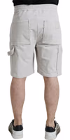 Beige Cotton Corduroy Logo Bermuda Shorts 3