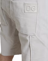 Beige Cotton Corduroy Logo Bermuda Shorts 4