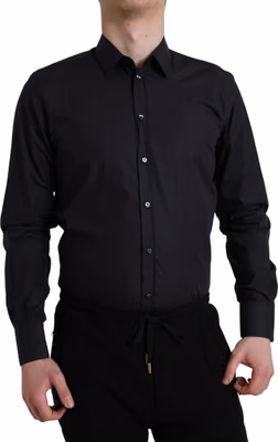 Navy Blue Cotton Collared Formal Dress Shirt