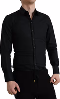 Black Cotton Stretch Slim Formal Dress Shirt 2