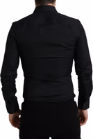 Black Cotton Stretch Slim Formal Dress Shirt 3