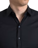 Black Cotton Stretch Slim Formal Dress Shirt 4