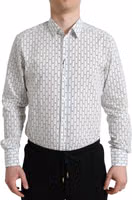 White Patterned Men GOLD Formal Dress Shirt 1