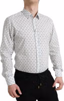 White Patterned Men GOLD Formal Dress Shirt 2