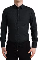 Black Cotton Silk Formal GOLD Dress Shirt 1