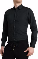 Black Cotton Silk Formal GOLD Dress Shirt 2
