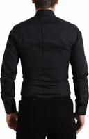 Black Cotton Silk Formal GOLD Dress Shirt 3