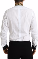 White Cotton Jacquard Formal GOLD Dress Shirt 3
