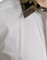 White Cotton Jacquard Formal GOLD Dress Shirt 5