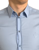 Sky Blue Cotton Men Formal GOLD Dress Shirt 4