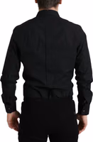 Black Cotton Men Formal GOLD Dress Shirt 3