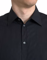 Black Cotton Men Formal GOLD Dress Shirt 4
