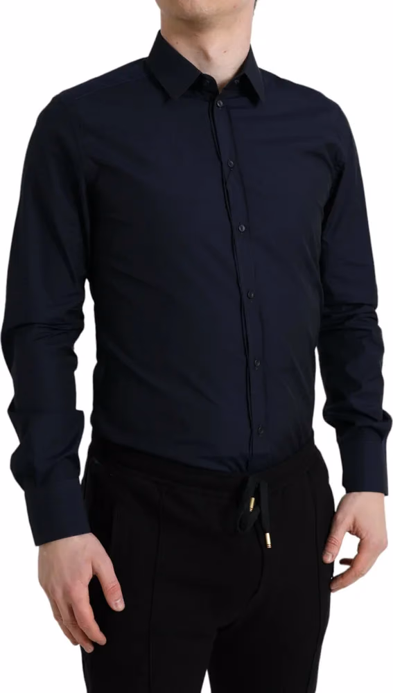 Navy Blue Slim Fit Formal GOLD Dress Shirt