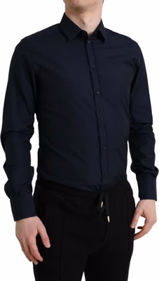 Navy Blue Slim Fit Formal GOLD Dress Shirt