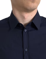 Navy Blue Slim Fit Formal GOLD Dress Shirt 3