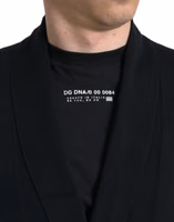 Black Cashmere Long Sleeves Belted Wrap Robe 4