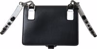 محفظة بطاقات سوداء وبيضاء من الجلد مزينة بالكريستال 3