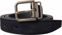 Black Goat Leather Antique Metal Buckle Belt 1