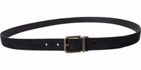 Black Goat Leather Antique Metal Buckle Belt 2