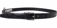 Black Leather Silver Metal Buckle Belt 2