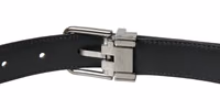 Black Leather Silver Metal Buckle Belt 4