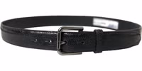 Black Exotic Leather Silver Metal Buckle Belt 2
