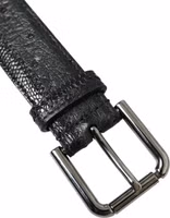 Black Exotic Leather Silver Metal Buckle Belt 5