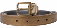 Metallic Gold Calf Leather Metal Buckle Belt 1