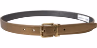 Metallic Gold Calf Leather Metal Buckle Belt 2