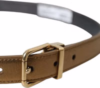 Metallic Gold Calf Leather Metal Buckle Belt 3
