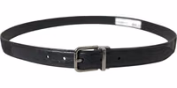 Black Leather Silver Metal Buckle Belt 3