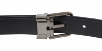 Black Leather Silver Metal Buckle Belt 5