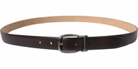 Dark Brown Leather Silver Metal Buckle Belt 2
