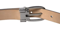 Dark Brown Leather Silver Metal Buckle Belt 4