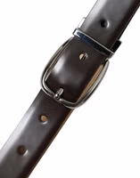 Dark Brown Leather Silver Metal Buckle Belt 5
