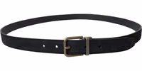 Black Suede Leather Gold Metal Buckle Belt 2