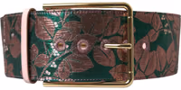 Multicolor Floral Jacquard Lurex Gold Buckle Belt 2