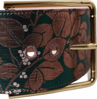 Multicolor Floral Jacquard Lurex Gold Buckle Belt 4