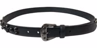 Black Embellished Leather Engraved Buckle Belt 1