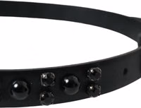 Black Embellished Leather Engraved Buckle Belt 4
