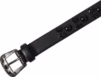 Black Embellished Leather Engraved Buckle Belt 5
