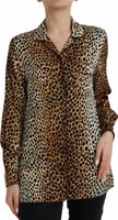 Brown Leopard Print Long Sleeves Blouse Top 1