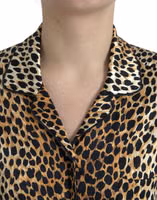 Brown Leopard Print Long Sleeves Blouse Top 4