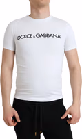 White Logo Print Cotton Crew Neck T-shirt 1