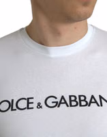 White Logo Print Cotton Crew Neck T-shirt 4