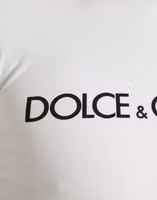 White Logo Print Cotton Crew Neck T-shirt 5