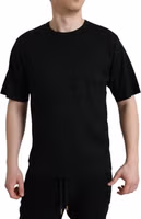 Black Logo Embossed Crew Neck Short Sleeves T-shirt 1