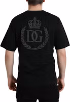 Black Logo Embossed Crew Neck Short Sleeves T-shirt 3