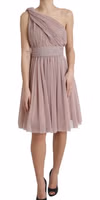 Light Lilac Pleated Lame Tulle One Shoulder Dress 1